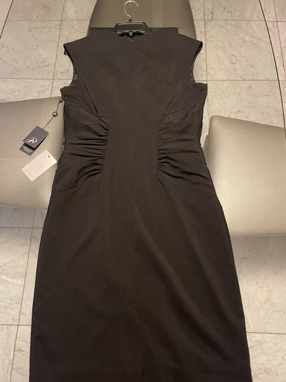 Adrianna Papell Black Ruched Sheath Dress Sleeveless Sz 10 NWT $139 Retail - Picture 3 of 7